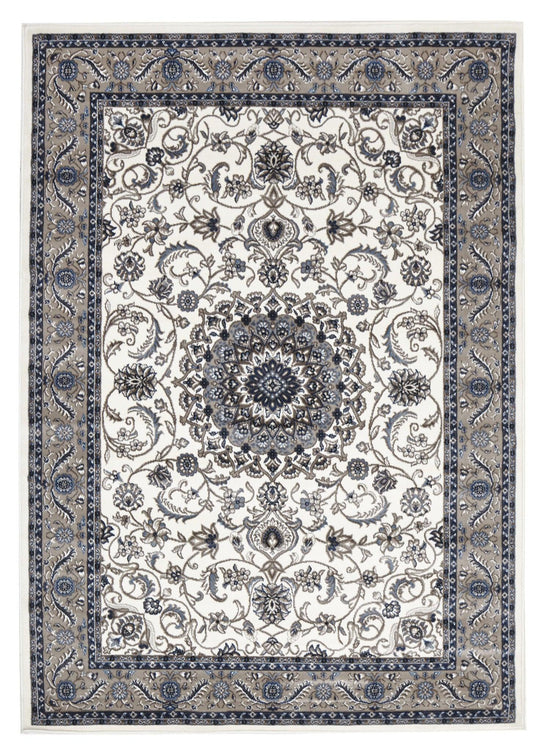 Persian designMedallion Rug White with Beige Border