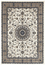 Persian designMedallion Rug White with Beige Border