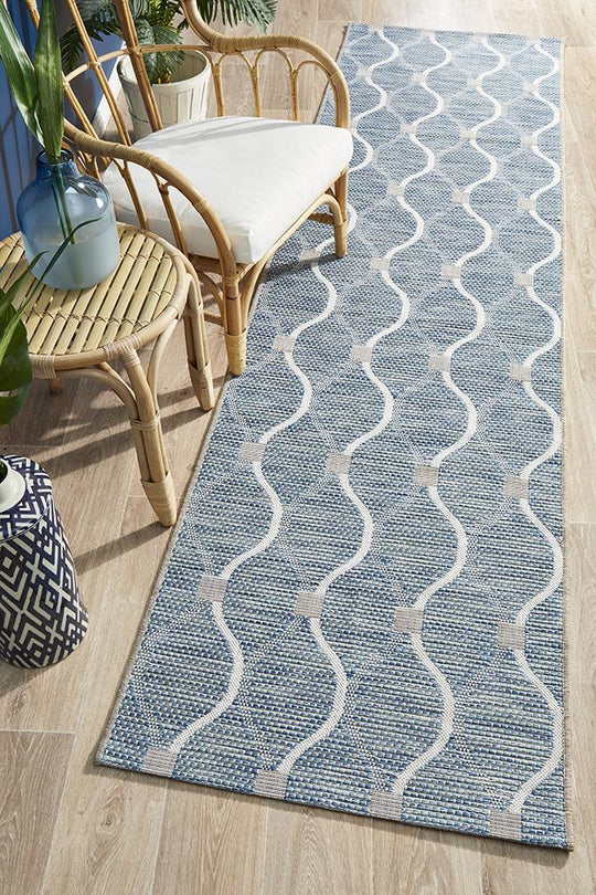 Terrace Denise Trellis Rug Blue Runner