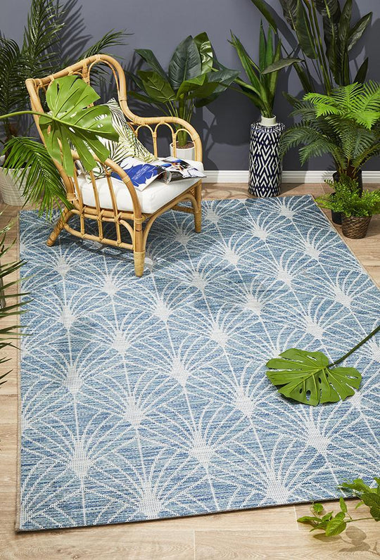 Terrace Fern Trellis Rug Blue