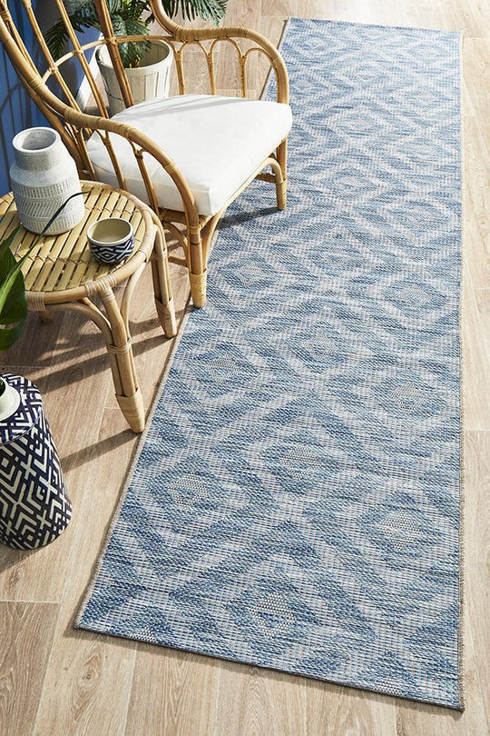 Terrace Fern Trellis Rug Blue Runner
