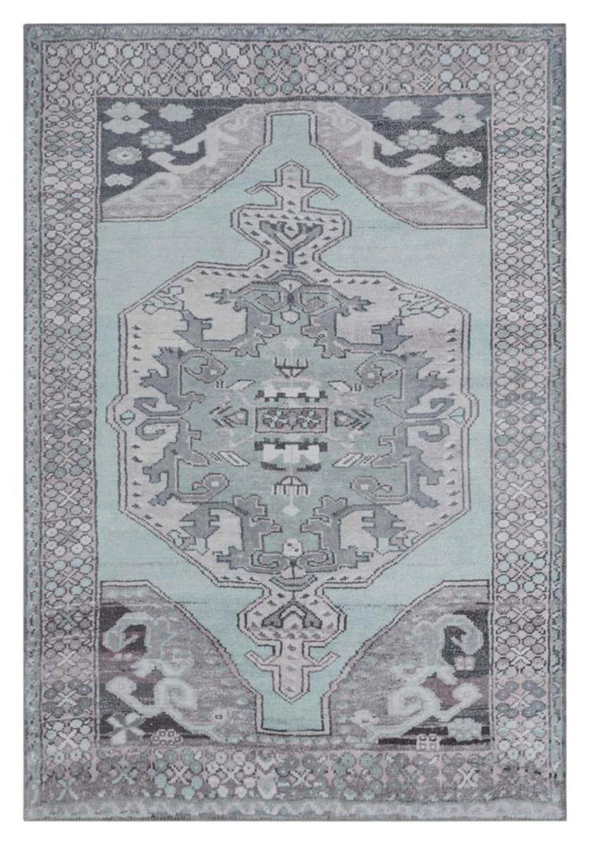 Persian Vintage Light Blue Grey Rug-2019